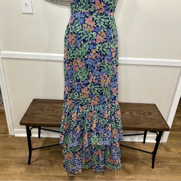 Shoshanna Midnight - Blue and Green Floral Maxi Dres with Silver Accents  Size 4 - Picture 9 of 11